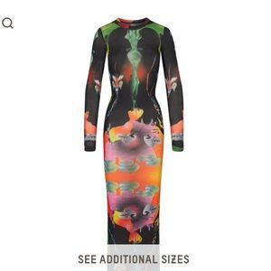 Skims obsidian long sleeve mesh dress